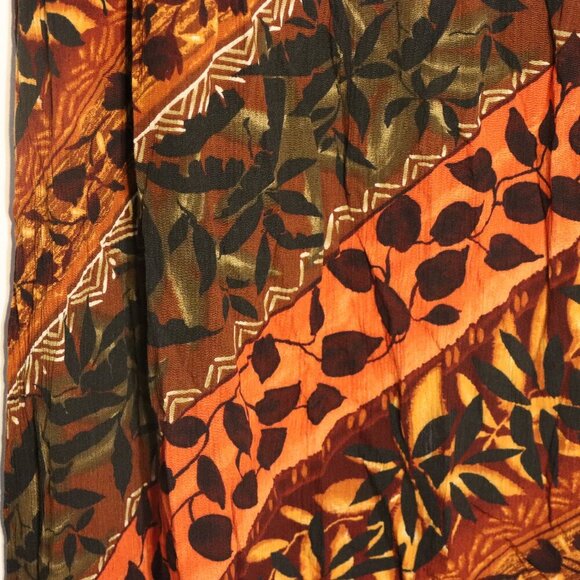 R.J. & Co Spaghetti strap dress brown and orange, leaf and diagonal pattern, 16 - Picture 3 of 9